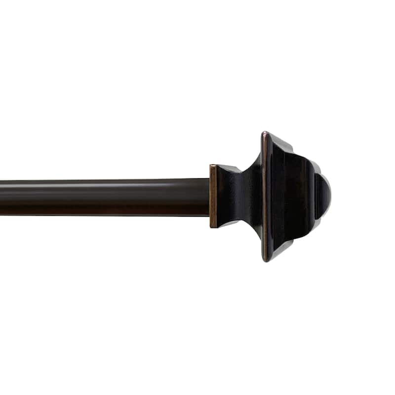 Lumi 5/8" Single Curtain Rod Set Oil Rubbed Bronze- Square finials