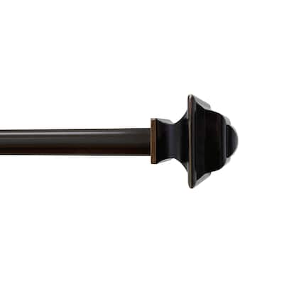 Lumi 5/8" Single Curtain Rod Set Oil Rubbed Bronze- Square finials