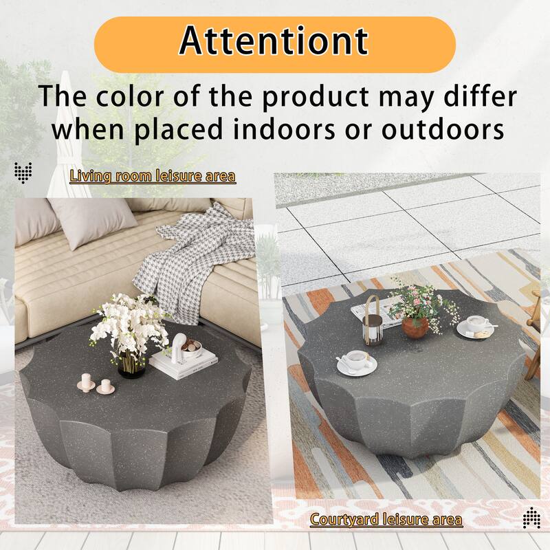 35.43" Modern Indoor/Outdoor Waterproof Coffee Table - Durable MgO Cement Design
