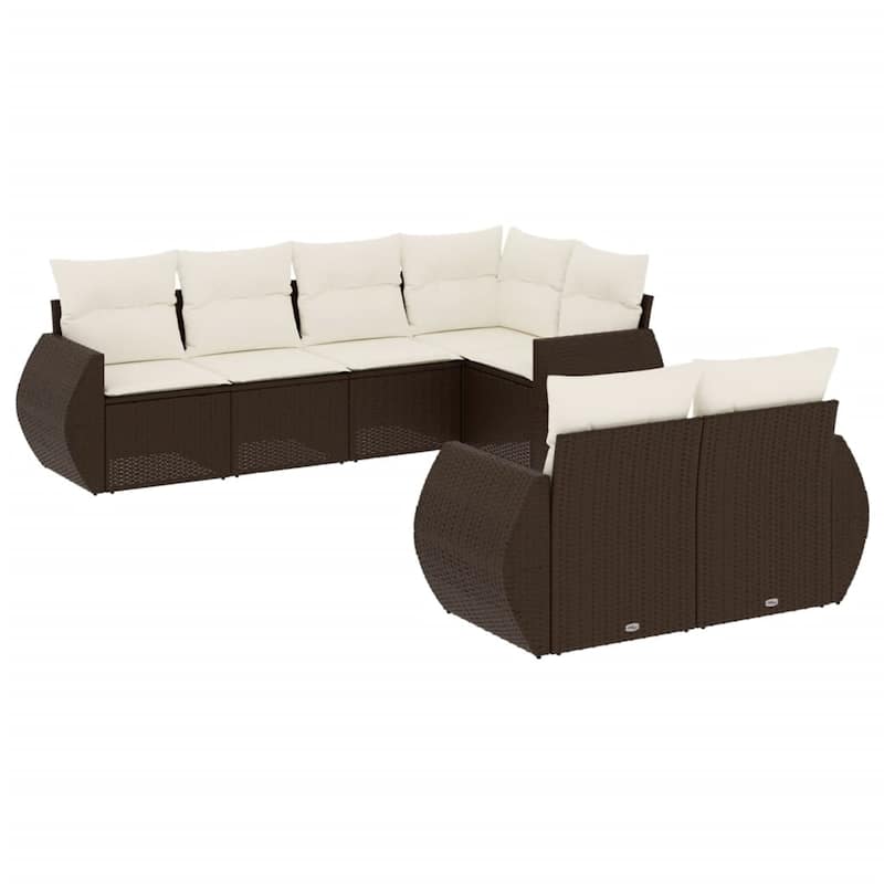 vidaXL Patio Sofa Set with Cushions Outdoor Furniture 7 Piece Poly Rattan