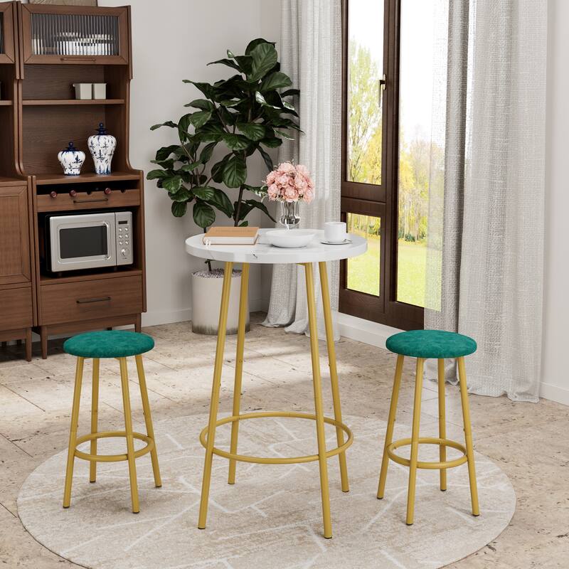 3-Piece Bar Table Set with 2 Bar Stools - Modern Pub Table