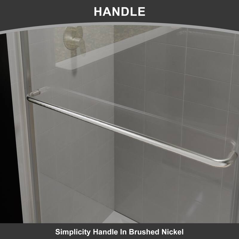 Semi-Frameless Double-sliding Shower Door with Clear Glass - 60 in.Wx72 in.H