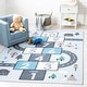 preview thumbnail 44 of 62, SAFAVIEH Kids Playhouse Machine Washable Slip Resistant Arendine Hopscotch Area Rug 6'7" x 6'7" Square - Grey/Blue