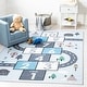 preview thumbnail 21 of 27, SAFAVIEH Kids Playhouse Machine Washable Slip Resistant Sunny Hopscotch 4' Square - Grey/Blue