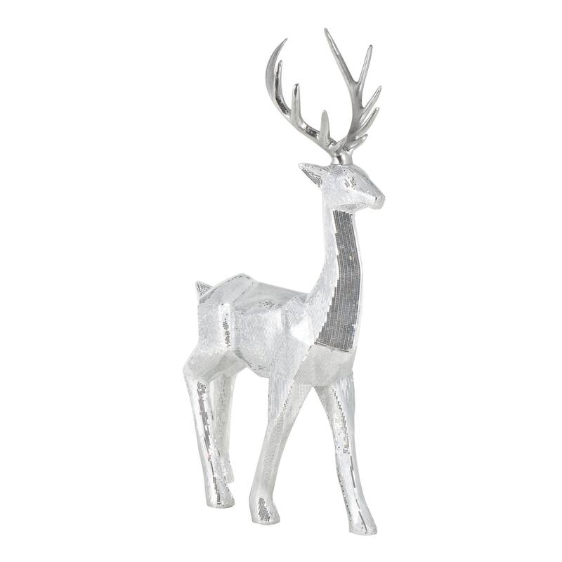 Silver or Copper Fiberglass Floor Reindeer Christmas Sculpture with Mosaic Pattern