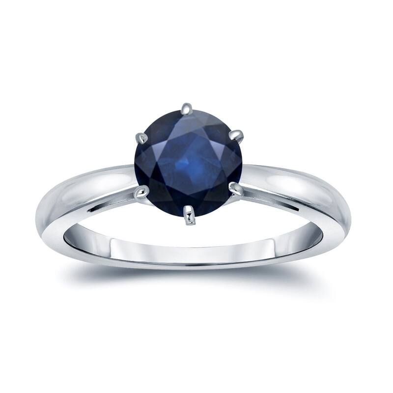 Auriya 14k Gold Blue Sapphire Solitaire Engagement Ring 2ct TGW - 4 - White - White