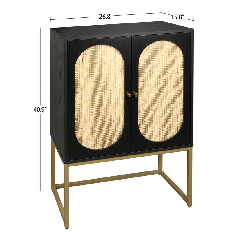 Natural Rattan 2 Door high cabinet with adjustable shelf