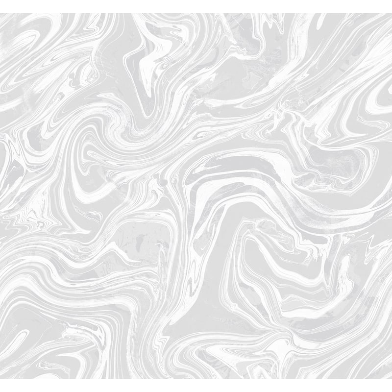 Seabrook Designs Oil and Water Unpasted Wallpaper - 27 in. W x 27 ft. L - Silver Glitter and Cream