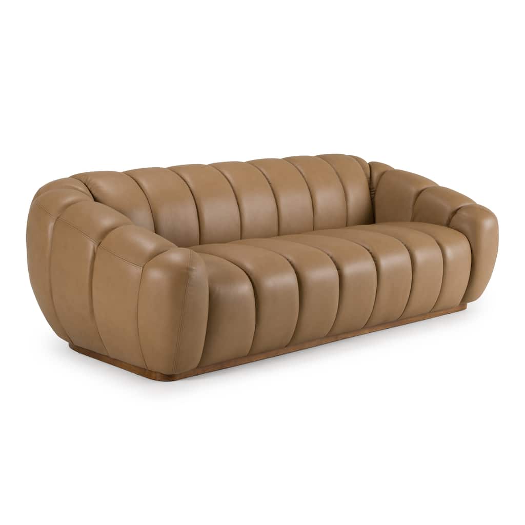 Divani Casa Ekwok Modern Tan Leather Sofa