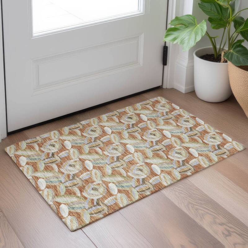 Machine Washable Indoor/ Outdoor Modern Heli Chantille Rug