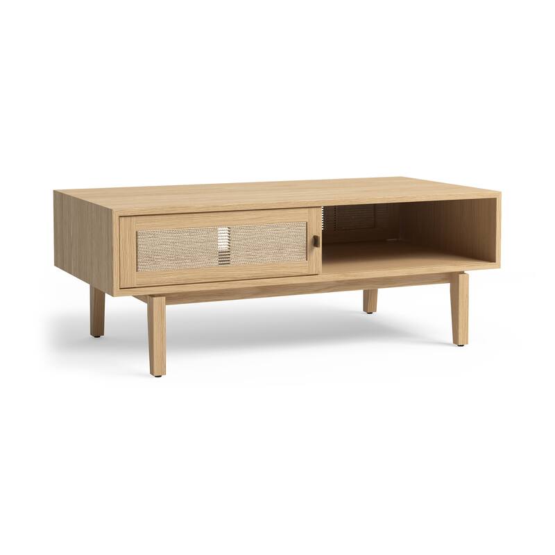Studio London Lucas Storage Oak Wood Coffee Table for Living Room