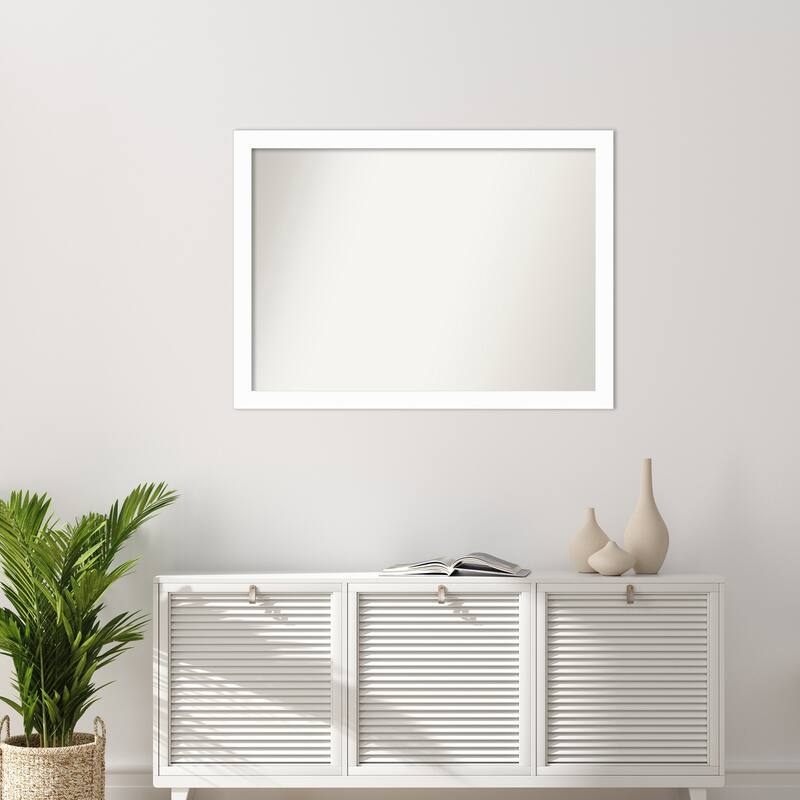 Basic Narrow Non-Beveled Wood Framed Wall Mirror