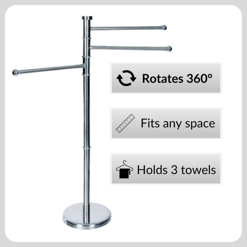 Freestanding 3-Arm Towel Rack in Stainless Steel - 19 L x 10 W x 34 H