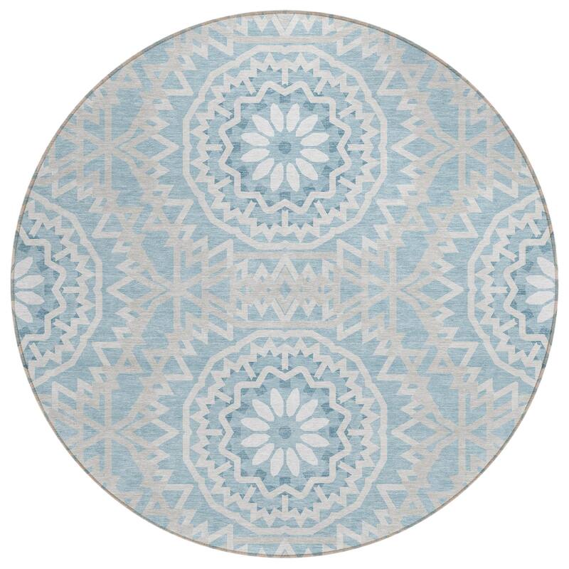 HomeRoots Floral Medallion Transitional Rectangle Outdoor Rug