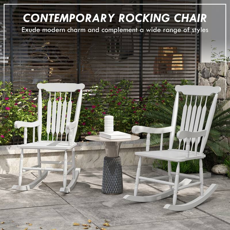 Outsunny Outdoor Wood Rocking Chairs Set Of 2 (Excluding the table)