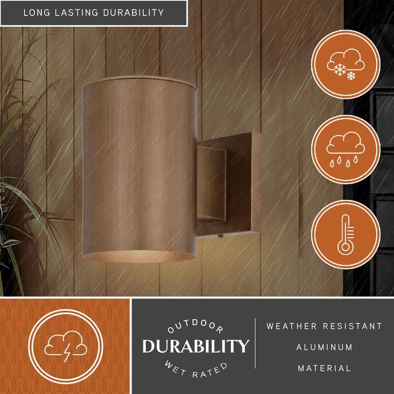 Chiasso Aluminum 1 Light Dark Sky Cylinder Outdoor Wall Lantern - 5-in W x 7.25-in H x 8-in D