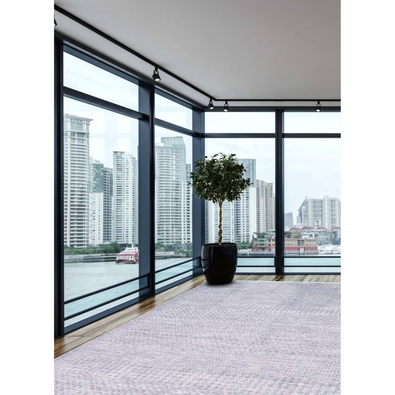 ECARPETGALLERY Hand-knotted Silk Shadow Dark Grey Wool Rug - 8'10 x 11'7