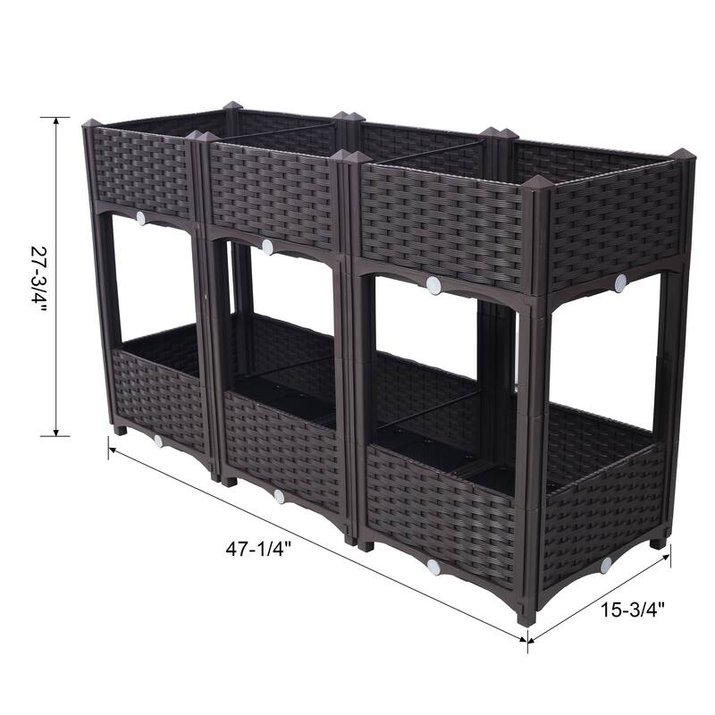 Modern Minimalist Garden Bed with Drainage Plug Raised Bottom Drainage Holes, for Vegetable Flower Herb Outdoor - 8' x 10'