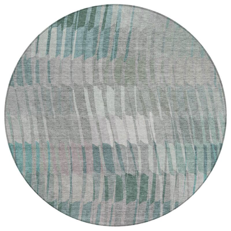 Machine Washable Indoor/ Outdoor Casual Stripe Chantille Rug