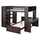 preview thumbnail 4 of 9, Full over Full Size Loft Bed with a Twin Size Stand-alone Bed, Bunk Bed with Shelves, Desk and Wardrobe, Brown