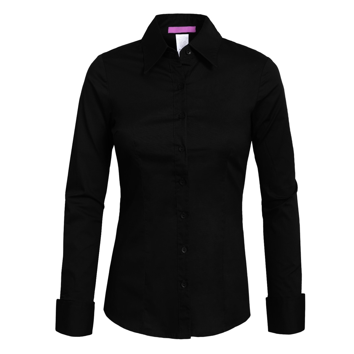 Black long sleeve button up shirt womens clearance