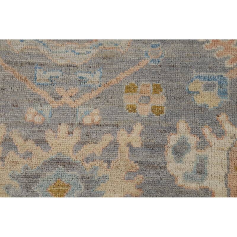 Hand Knotted Oriental 100% Wool Carpet Transitional All-Over Navy Blue & Blues Oushak Area Rug - 9' 11'' X 8' 1''