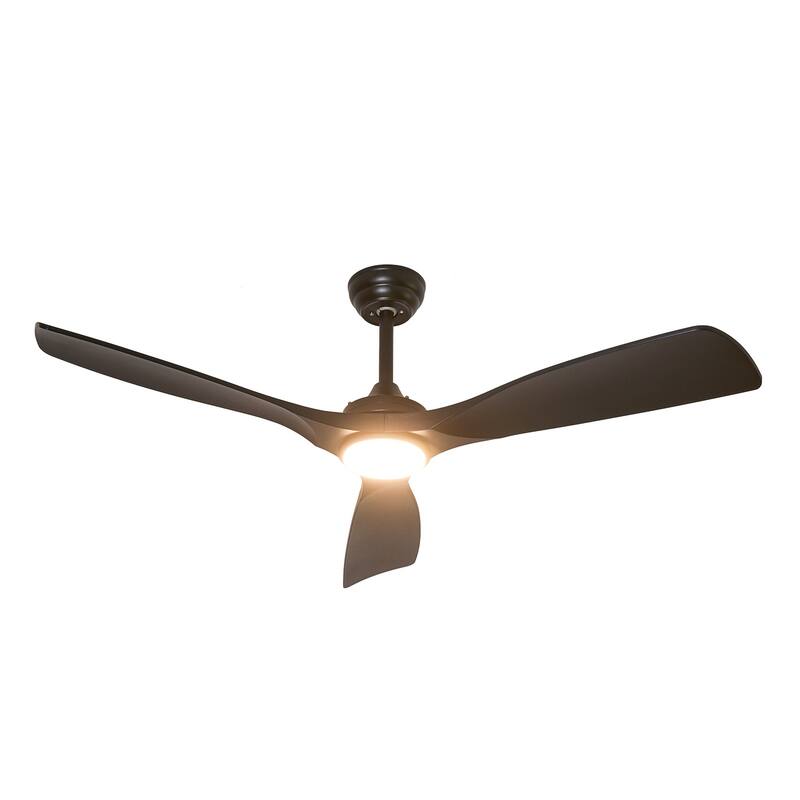 52 in. Indoor/Outdoor Dimmable Ceiling Fan With Light for Patios, Modern Noiseless Ceiling Fan with Remote APP Control