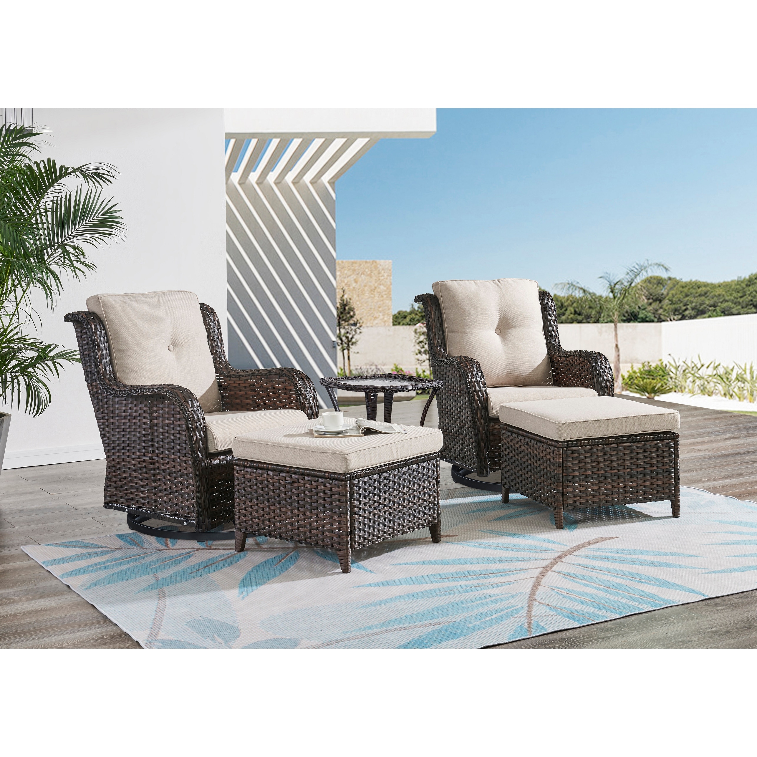 Swivel patio chairs with hot sale ottoman