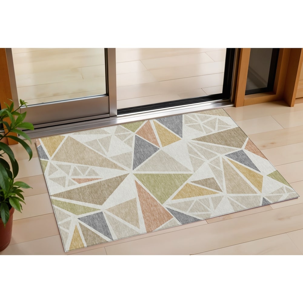 HomeRoots Geometric Transitional Rectangle Outdoor Rug