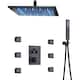 12" LED Ceiling Rainfall Shower 3 Way Thermostatic Faucet System w/ 6 Body Jets - Matte Black