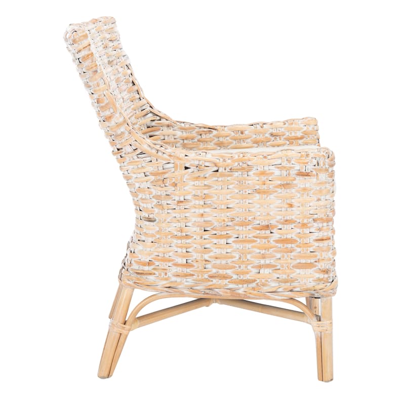 SAFAVIEH Permelia Rattan Accent Chair with Cushion - 24" W x 27.6" L x 35" H - 24Wx28Dx35H