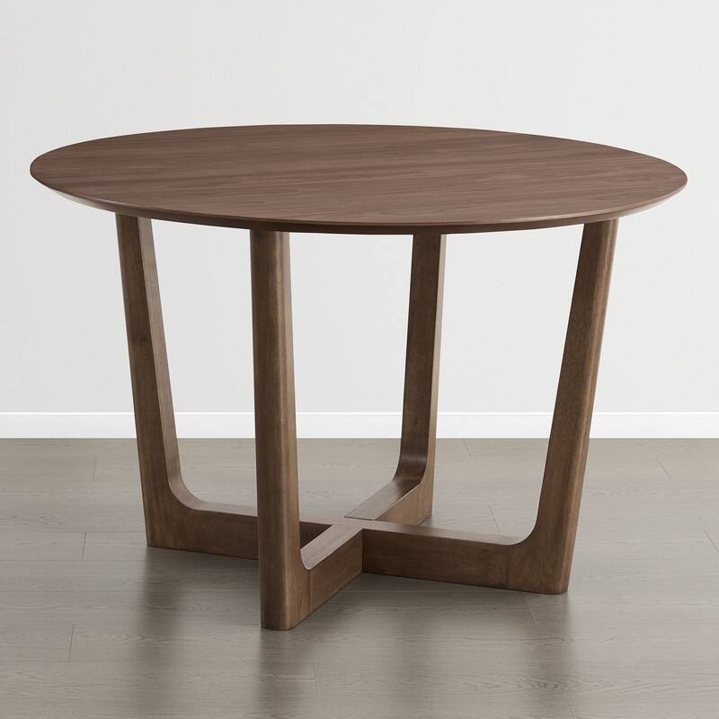 Spruce & Spring 47-Inch Modern Round Wood Dining Table with Cross-Leg Base