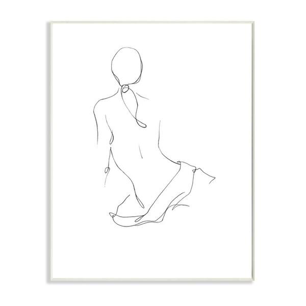 Shop Stupell Industries Female Figure Pose Back Linework Minimal Design Wood Wall Art On Sale Overstock 31943880,Hand Drawn Corner Flower Border Design Drawing