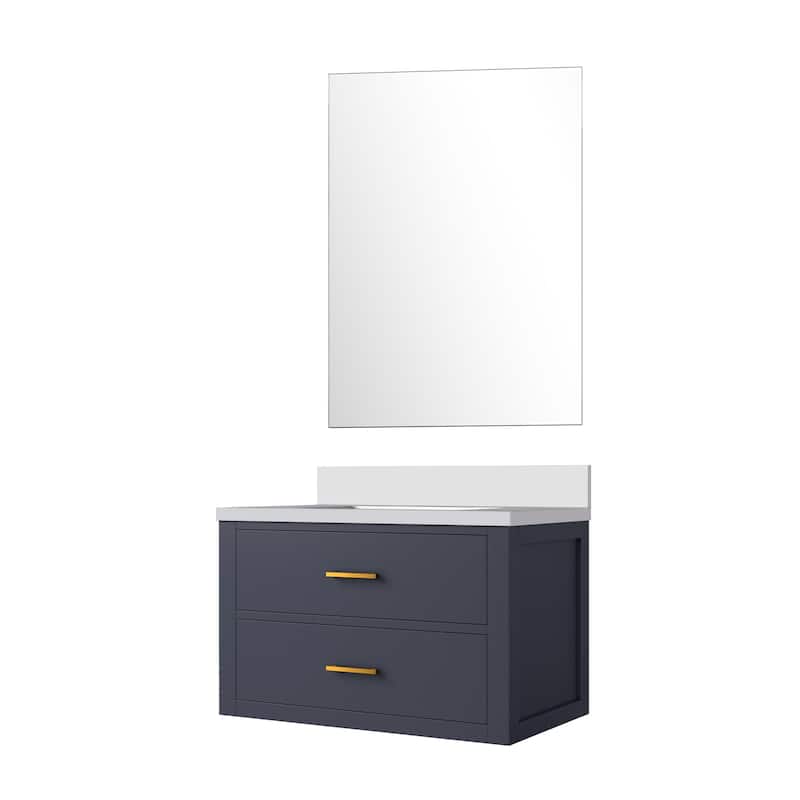 Castor Bath Vanity with Quartz Top, Sink and Mirror