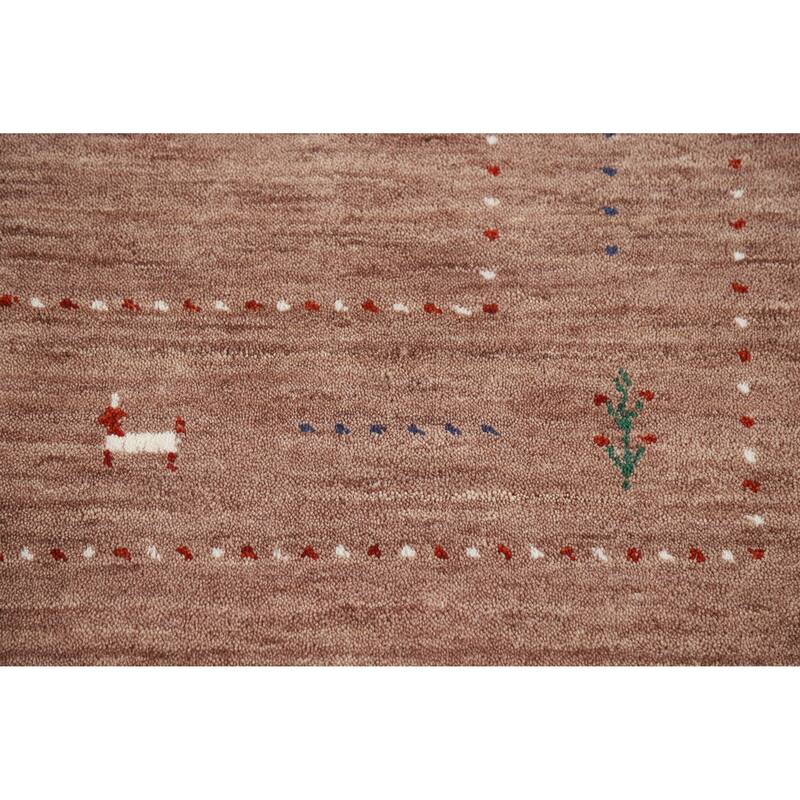 Hand Knotted Oriental 100% Wool Carpet Tribal Animal Pictorial Brown Gabbeh Area Rug - 7' 9'' X 4' 11''