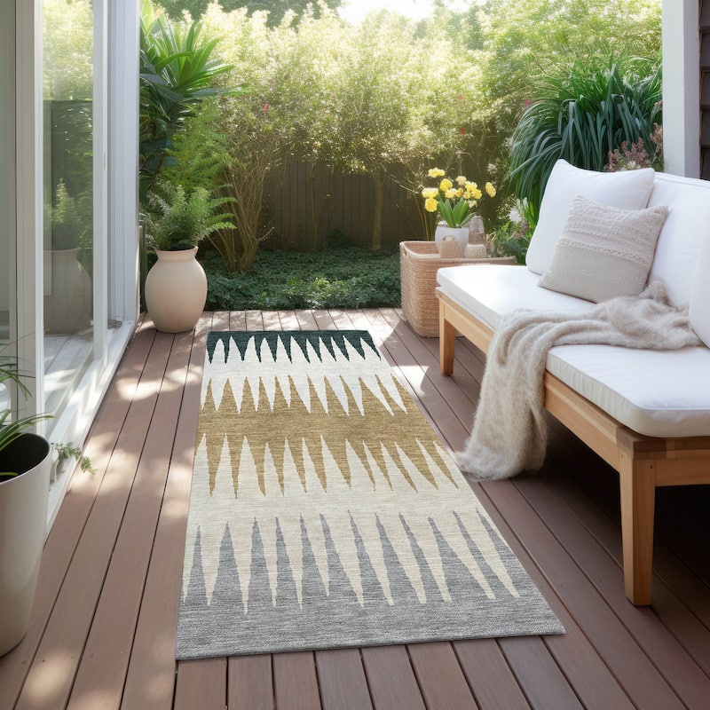 Machine Washable Indoor/ Outdoor Chantille Contemporary Ombre Rug - Charcoal - 2'3" x 7'6"