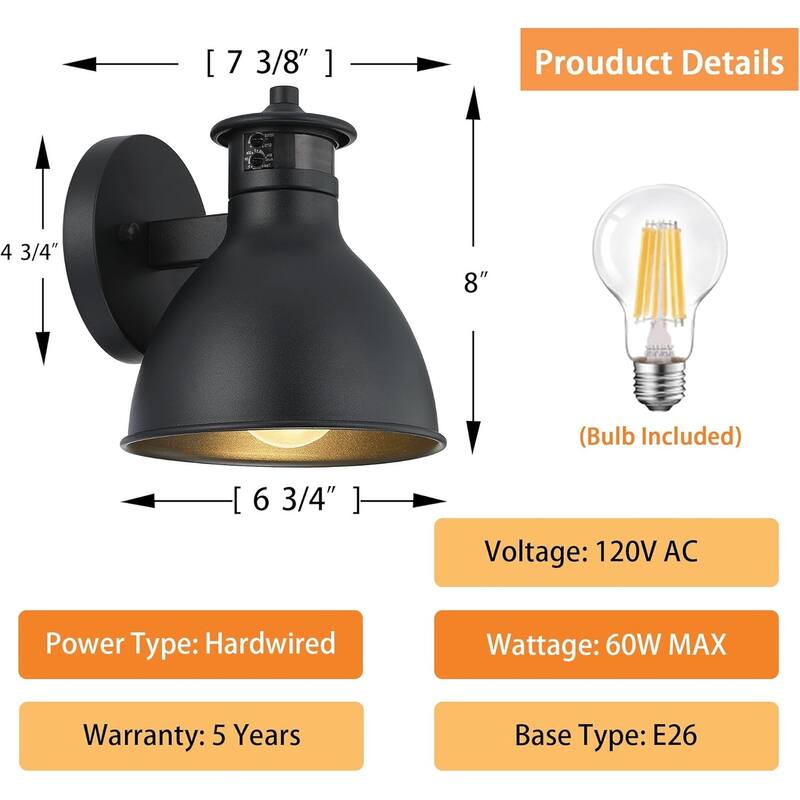 1 pack wall light black patio light metal porch light