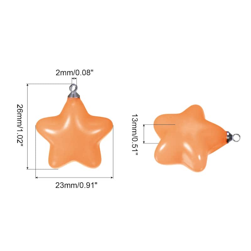 Acrylic Beads 5Pcs Star Shape Decoration Hanging Pendants for Craft - Orange