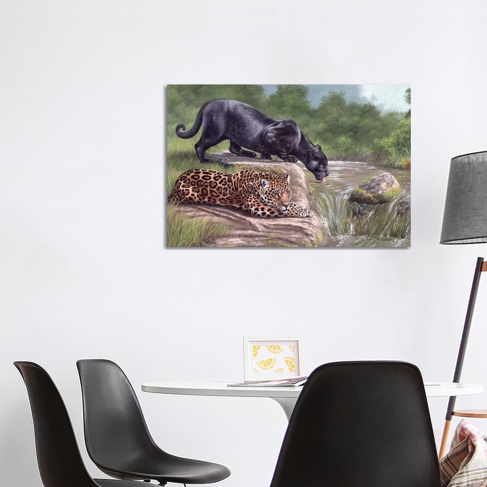 iCanvas "Black Panther And Jaguar" by Rachel Stribbling Canvas Print