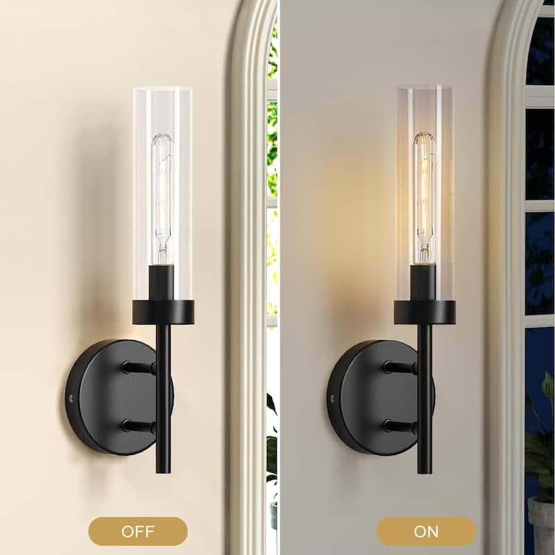 Set of 2 wall light black vanity light glass, metal bedroom light