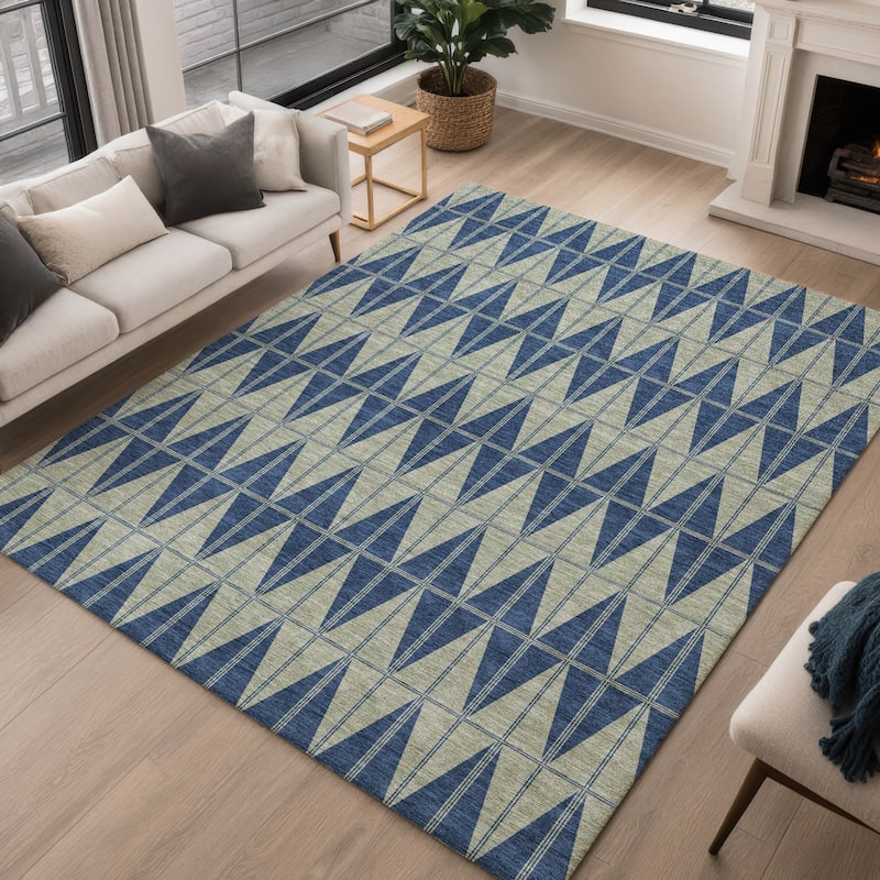 Machine Washable Indoor/ Outdoor Modern Zeke Chantille Rug