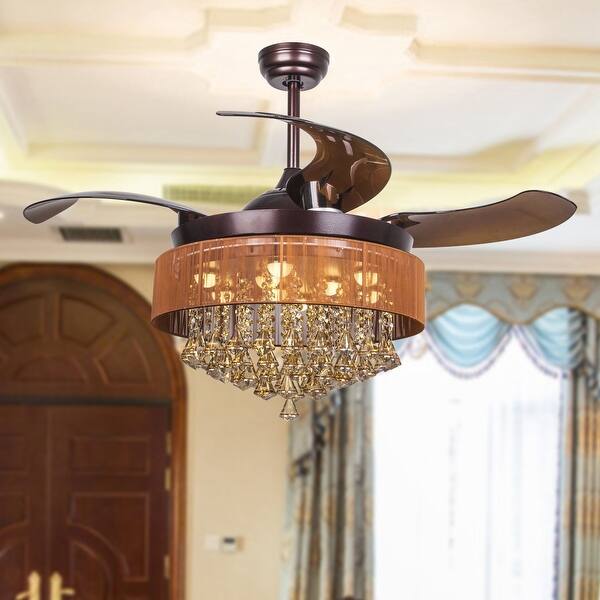 Shop Foldable 4 Blades 46 Inch Led Crystal Ceiling Fan With Remote