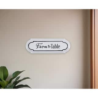 HomeRoots 5" X 14" Black and White Farm To Table Metal Wall Decor