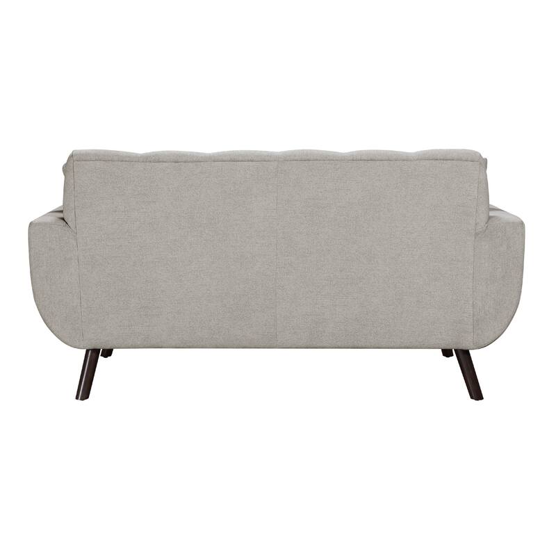 Jany Loveseat with 2 Pillows, 70 Inch, Tan Gray Microfiber, Brown Legs