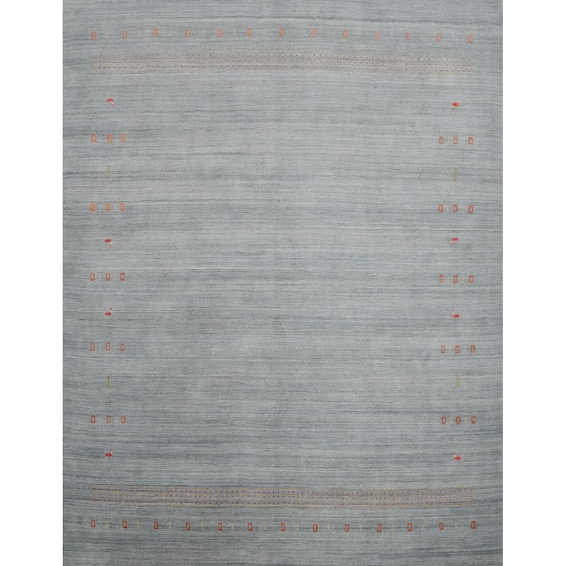 Hand Knotted Oriental 100% Wool Carpet Tribal Animal Pictorial Greys & Charcoal Gabbeh Area Rug - 9' 1'' X 9' 0''