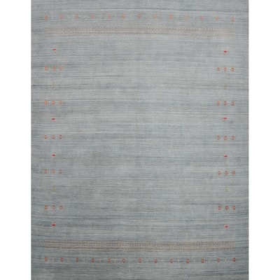 Hand Knotted Oriental 100% Wool Carpet Tribal Animal Pictorial Greys & Charcoal Gabbeh Area Rug - 9' 1'' X 9' 0''