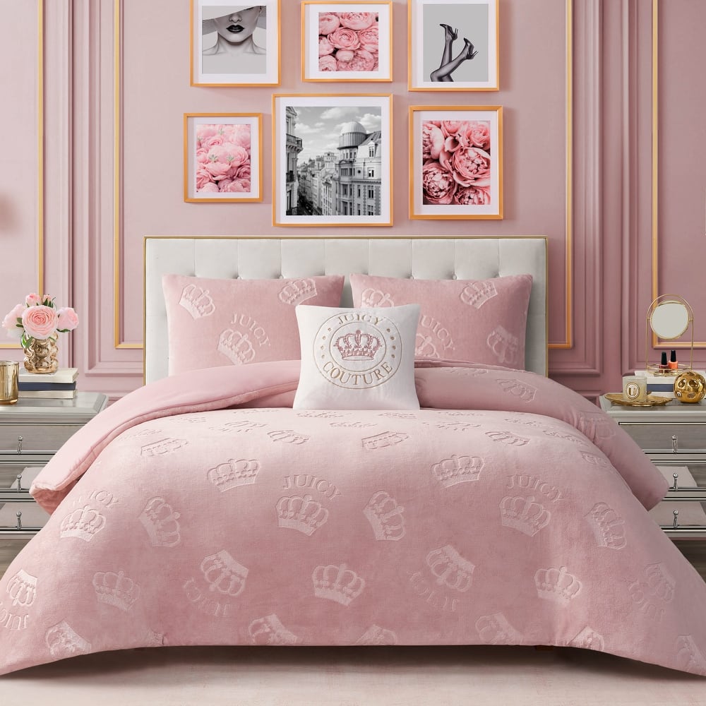 Juicy Couture Embossed Plush Crown Comforter Sets