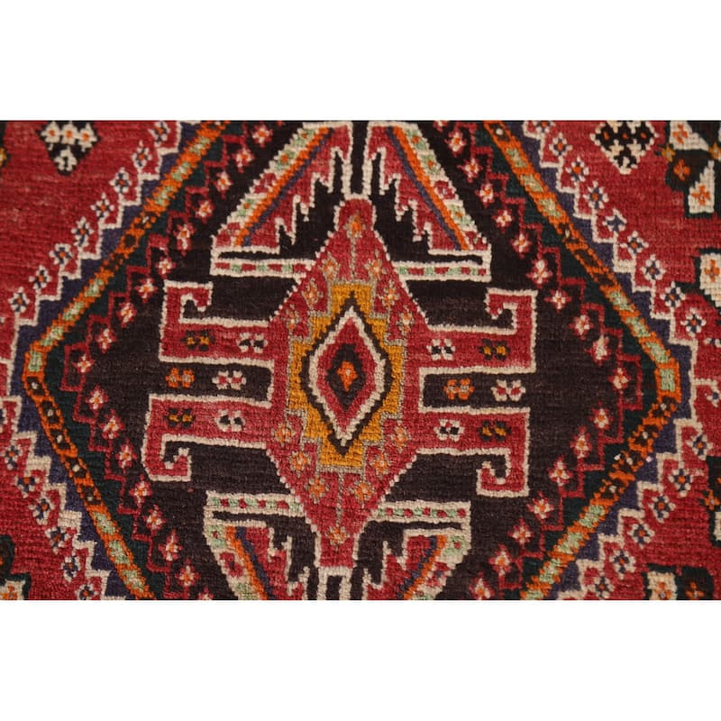 Vegetable Dye Shiraz Persian Vintage Rug Hand-knotted Wool Carpet - 4'7"x 7'5"