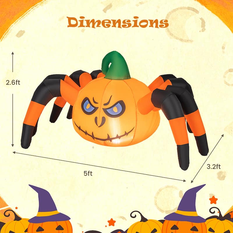 Costway 5 FT Long Halloween Inflatable Pumpkin Spider Blow-up - See Details