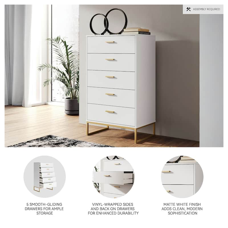 Signature Design by Ashley Socalle White/Gold Chest of Drawers